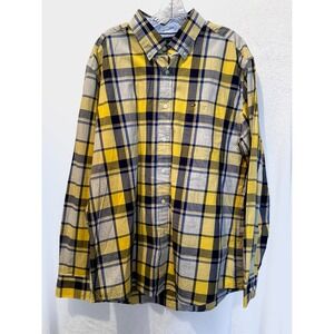 Tommy Hilfiger Men's XL Plaid Button-Down Shirt Yellow Blue Cotton